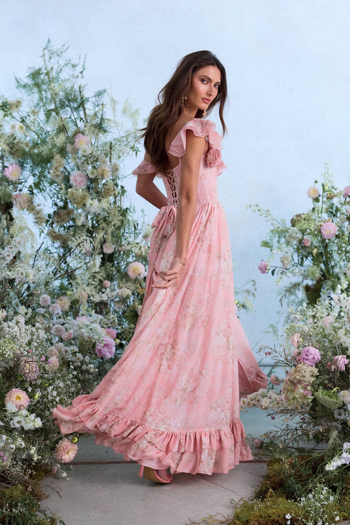 The Rosetta Dress in Light Pink Tapestry Rose