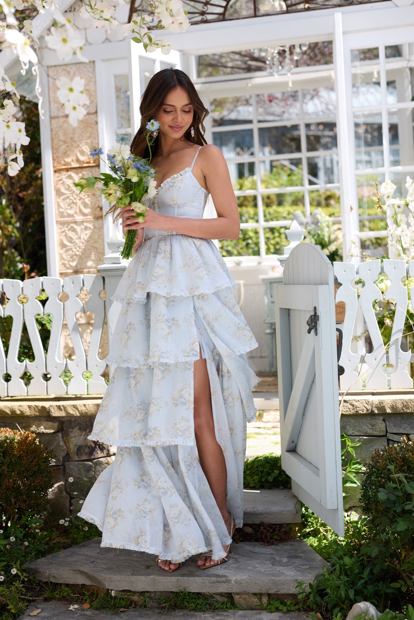 The Caterina Dress in Victorian Blue Roses