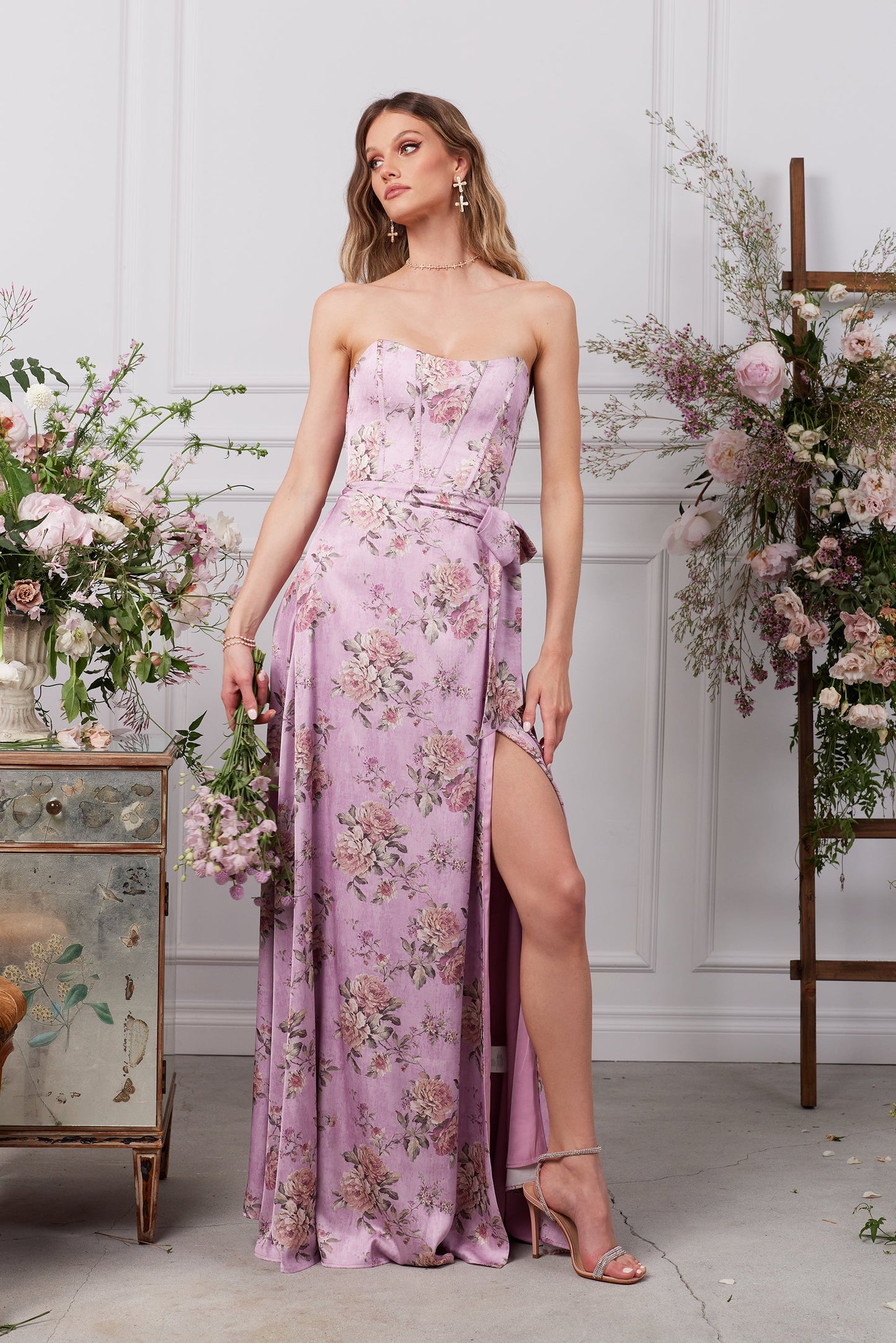 The Cecilia Dress in Lilac Tapestry Rose