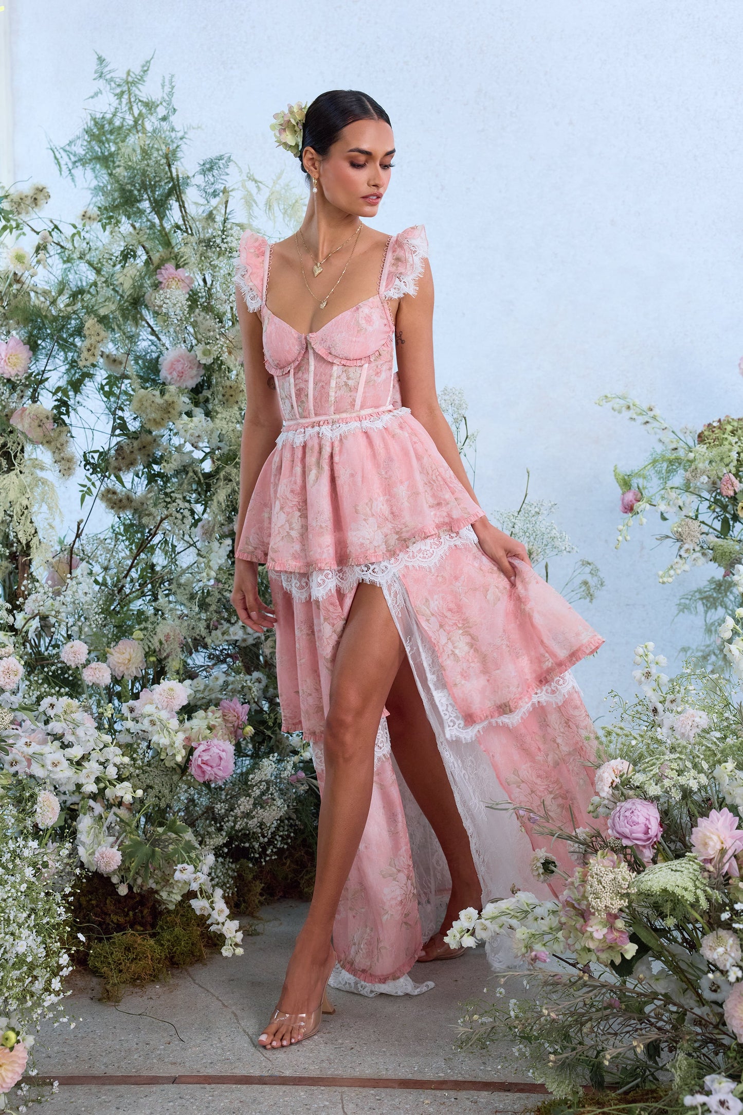 The Jolie Dress in Light Pink Tapestry Rose