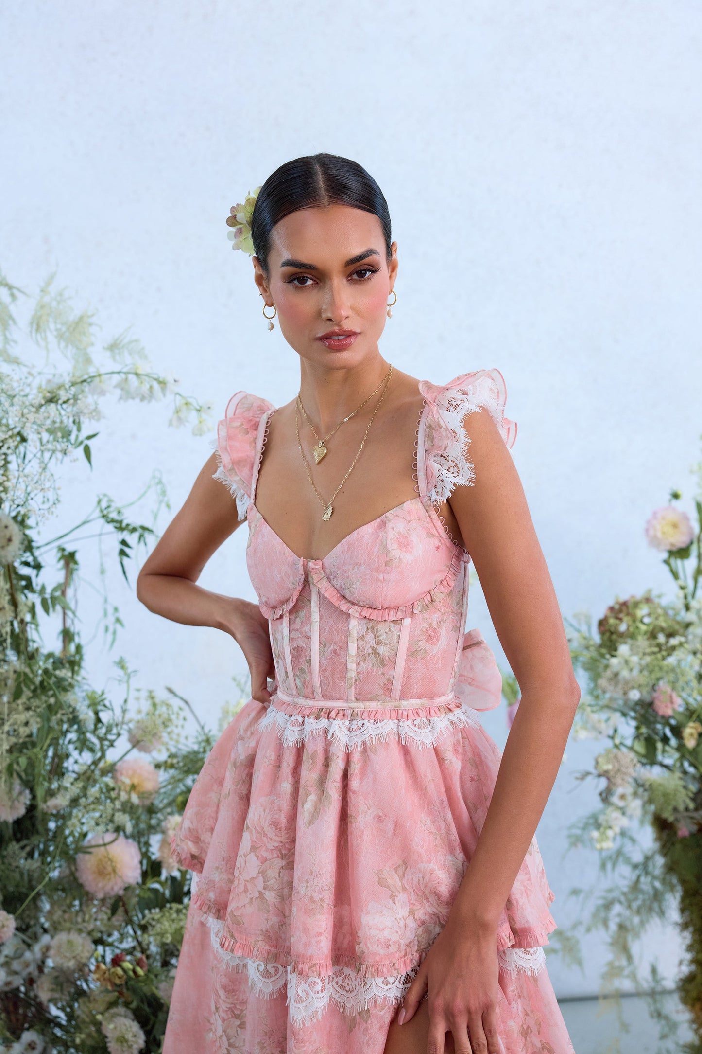 The Jolie Dress in Light Pink Tapestry Rose