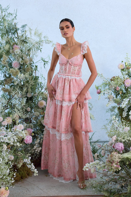 The Jolie Dress in Light Pink Tapestry Rose