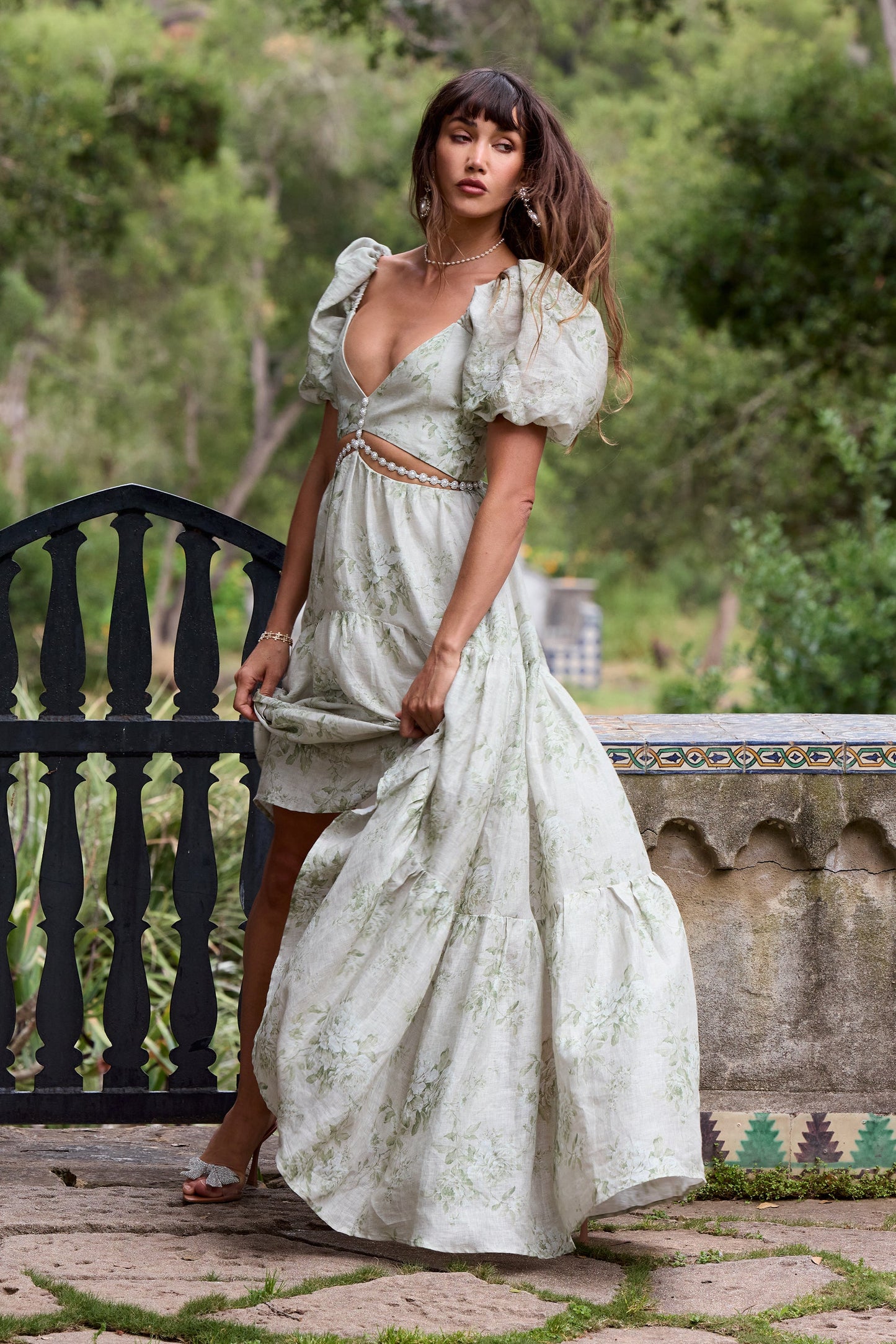 The Emma Dress in Sage Tapestry