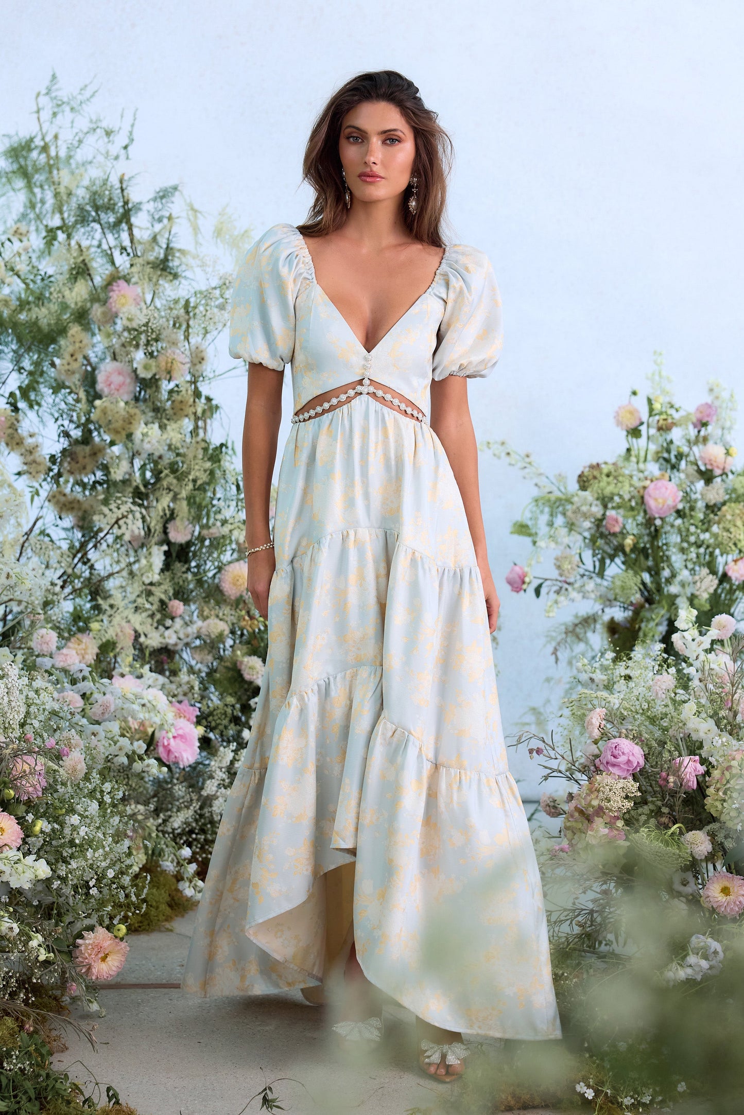 The Emma Dress in Sky Windsor Brocade