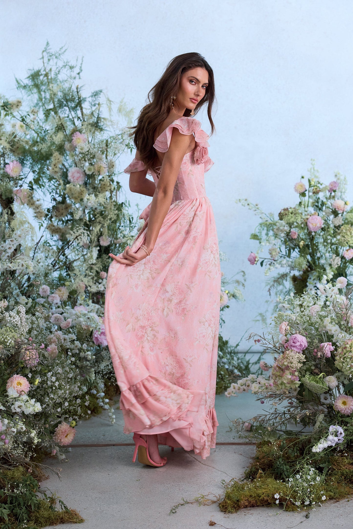 The Rosetta Dress in Light Pink Tapestry Rose