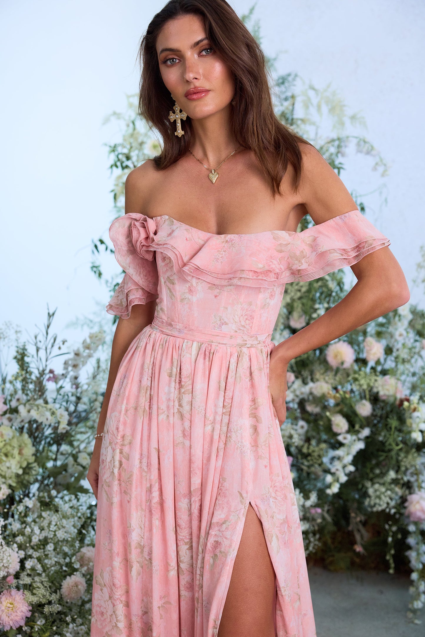 The Rosetta Dress in Light Pink Tapestry Rose