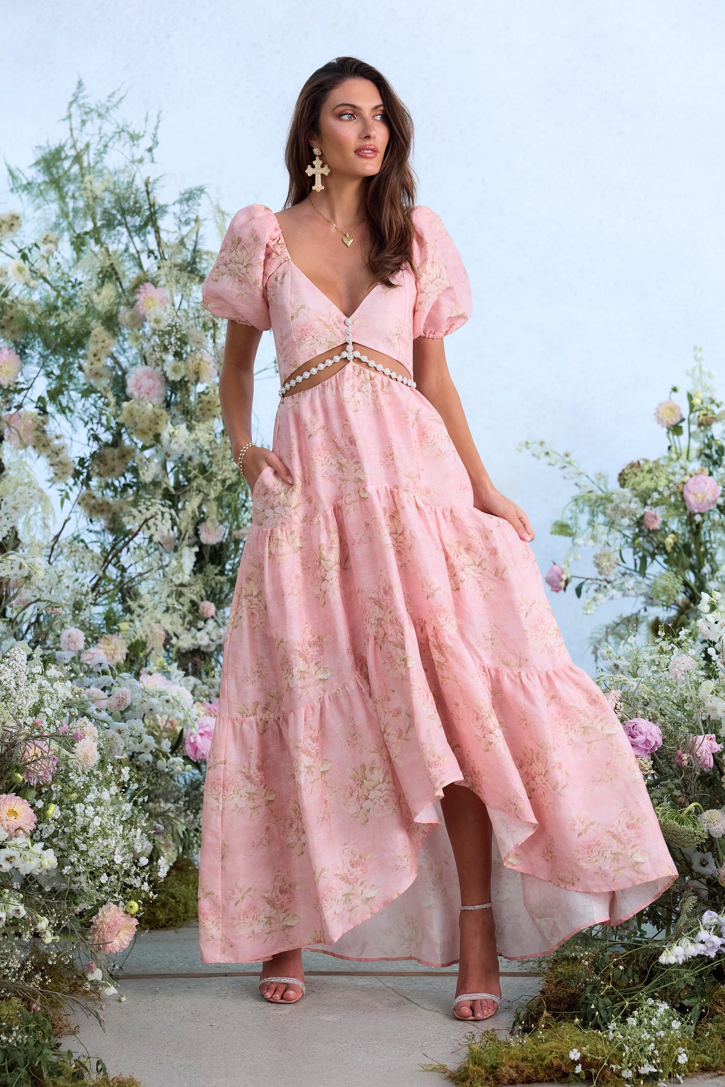 The Emma Dress in Light Pink Tapestry Rose