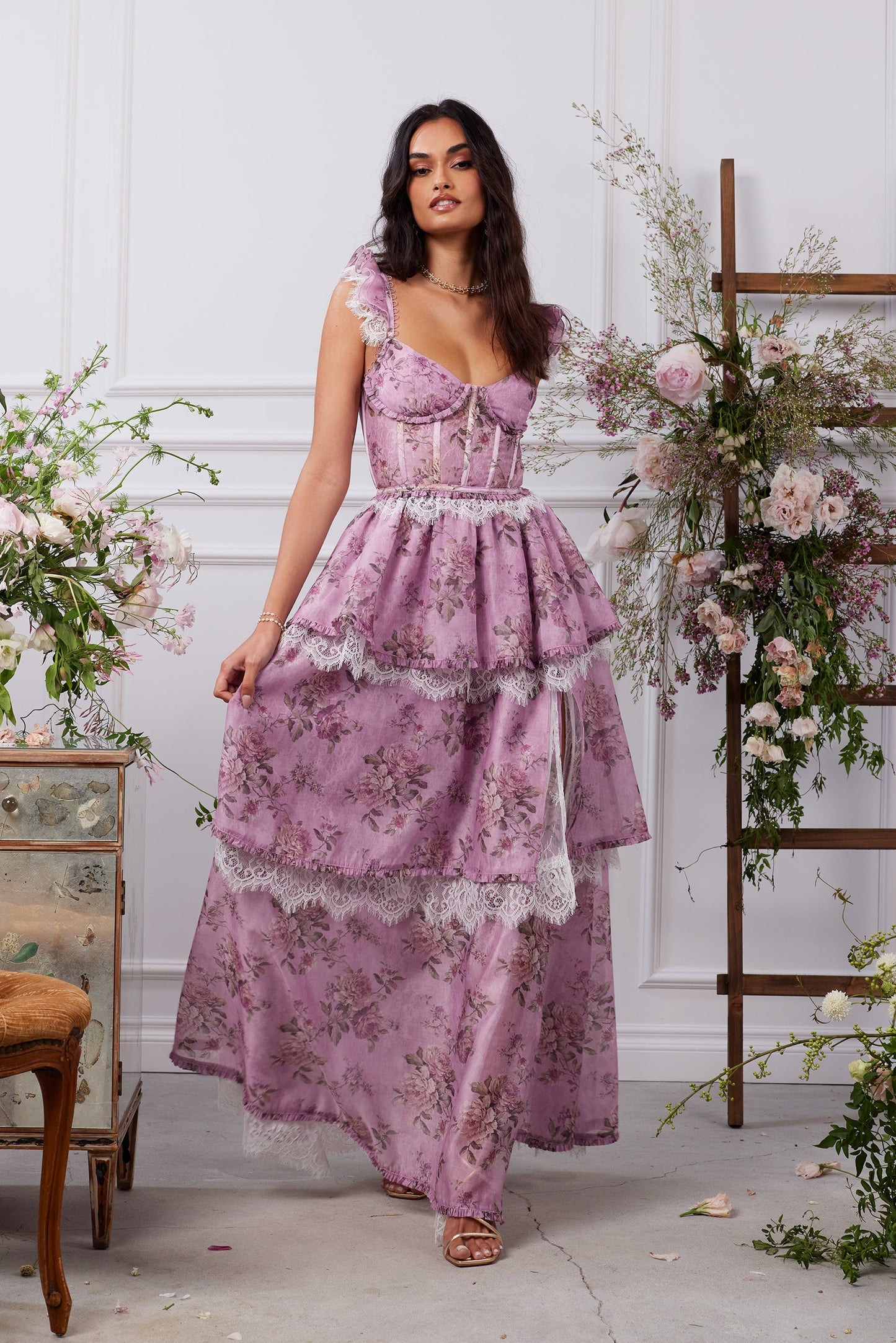 The Jolie Dress in Lilac Tapestry Rose