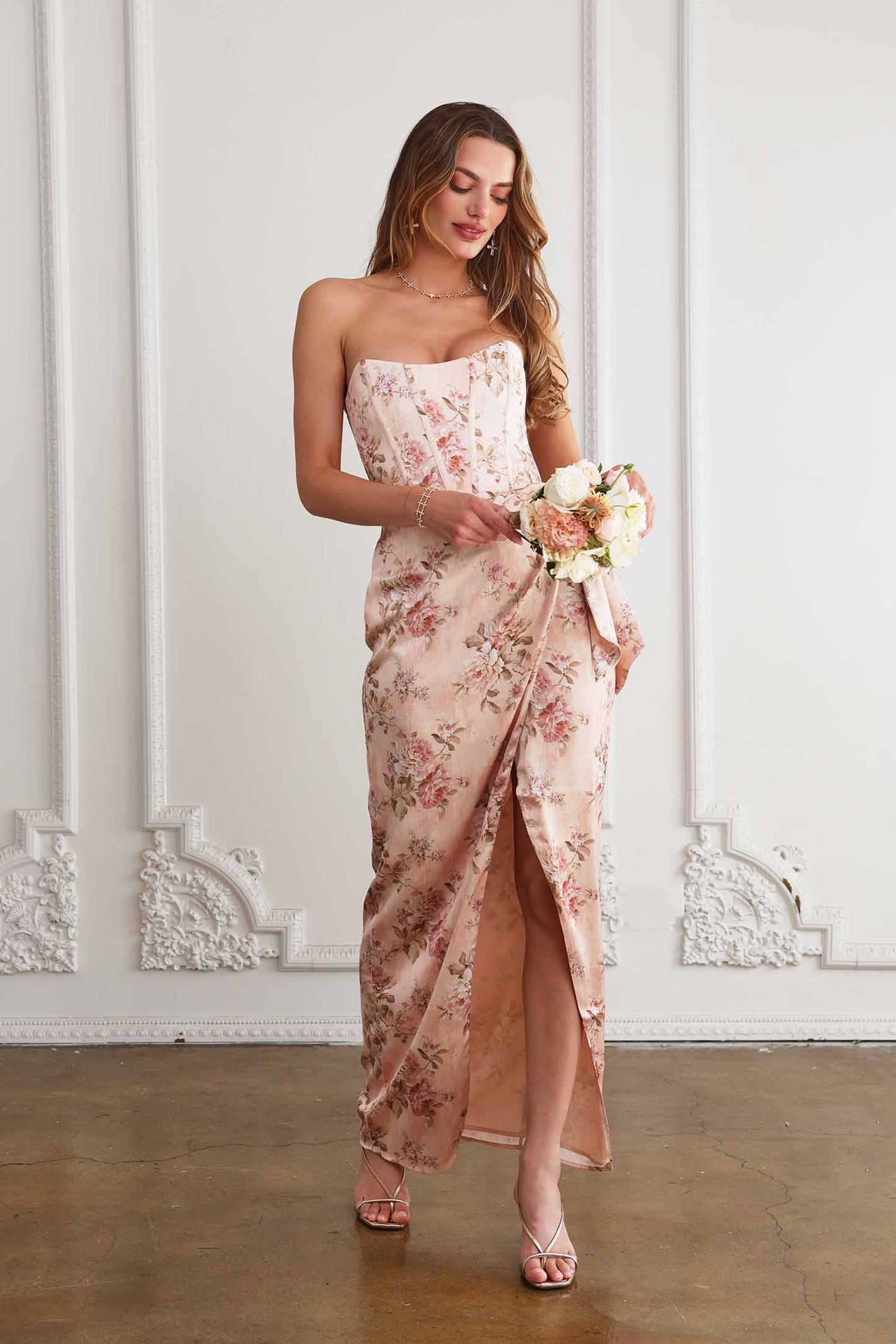 The June Dress in Peach Tapestry