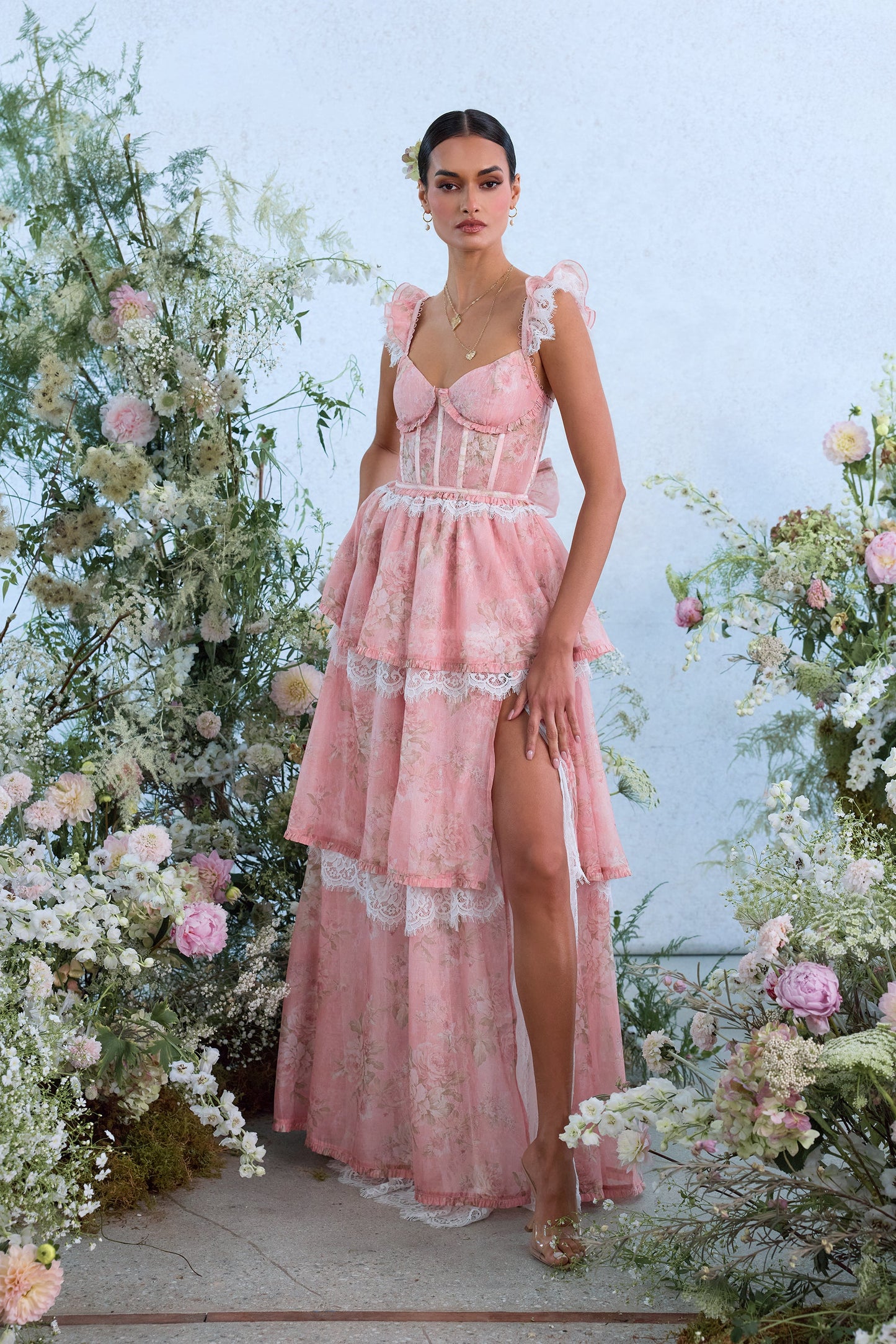 The Jolie Dress in Light Pink Tapestry Rose