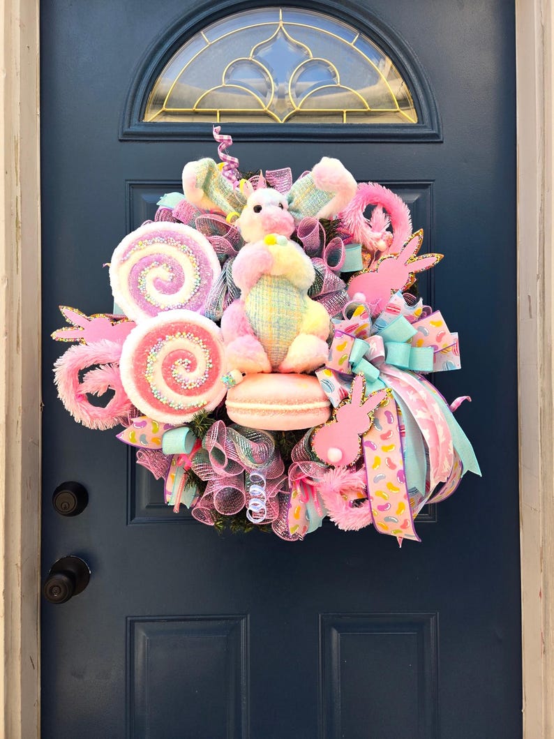 HOT SALE Pastel bunny wreath,Easter sweets wreath