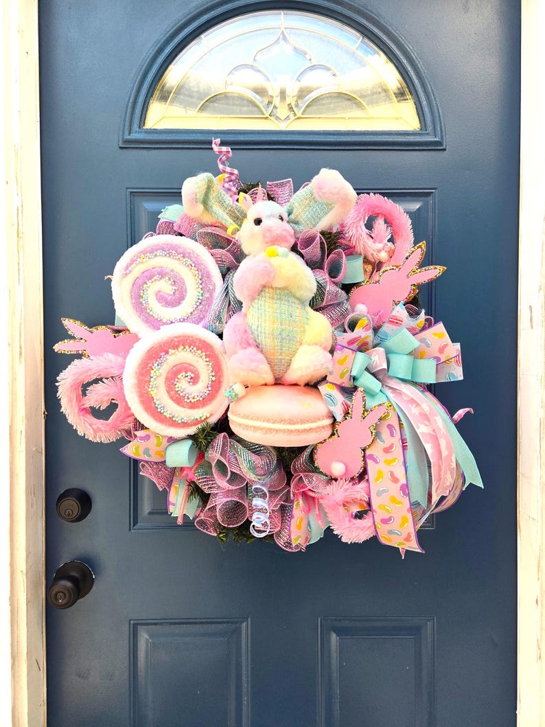 HOT SALE Pastel bunny wreath,Easter sweets wreath