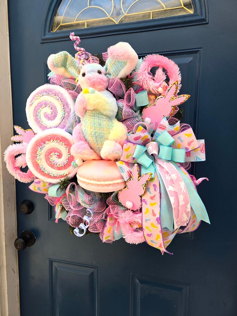 HOT SALE Pastel bunny wreath,Easter sweets wreath